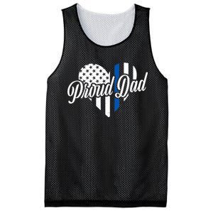 Proud Police Dad Blue Thin Line Mesh Reversible Basketball Jersey Tank