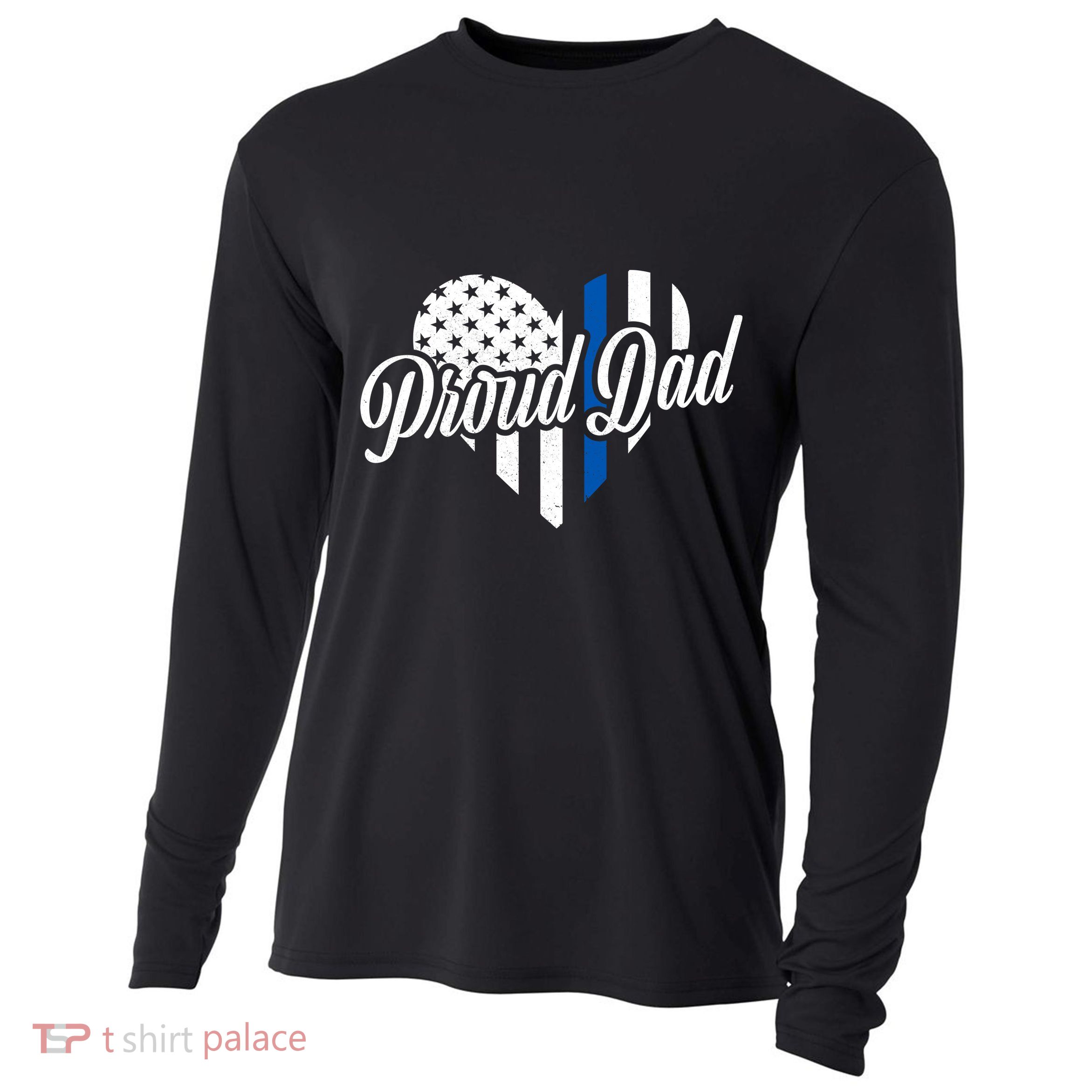 Proud Police Dad Blue Thin Line Cooling Performance Long Sleeve Crew