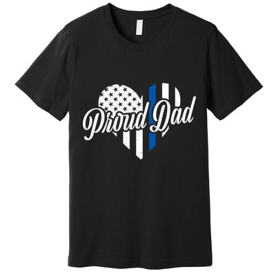 Proud Police Dad Blue Thin Line Premium T-Shirt
