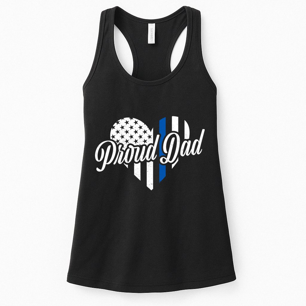 Proud Police Dad Blue Thin Line Womens Tank Top