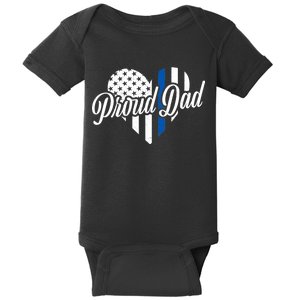 Proud Police Dad Blue Thin Line Baby Bodysuit