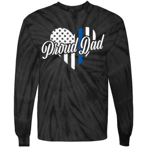 Proud Police Dad Blue Thin Line Tie-Dye Long Sleeve Shirt