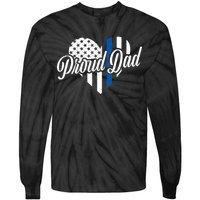 Proud Police Dad Blue Thin Line Tie-Dye Long Sleeve Shirt