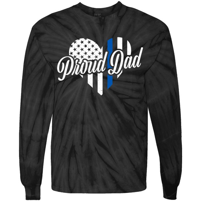 Proud Police Dad Blue Thin Line Tie-Dye Long Sleeve Shirt