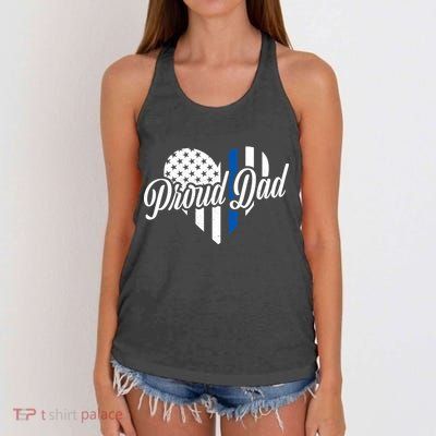 Proud Police Dad Blue Thin Line Women's Knotted Racerback Tank