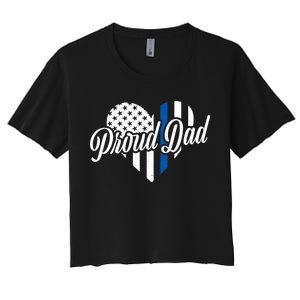 Proud Police Dad Blue Thin Line Women's Crop Top Tee