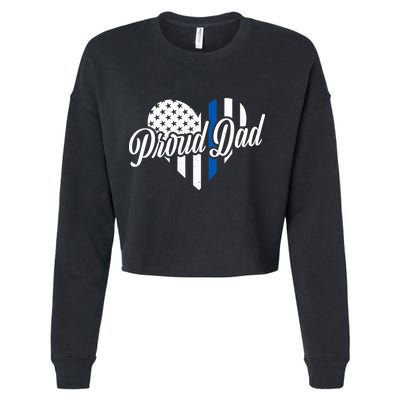 Proud Police Dad Blue Thin Line Cropped Pullover Crew
