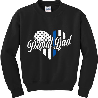 Proud Police Dad Blue Thin Line Kids Sweatshirt
