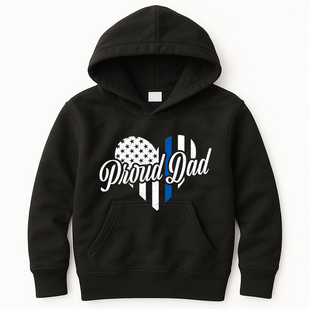 Proud Police Dad Blue Thin Line Kids Hoodie