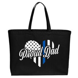 Proud Police Dad Blue Thin Line Cotton Canvas Jumbo Tote