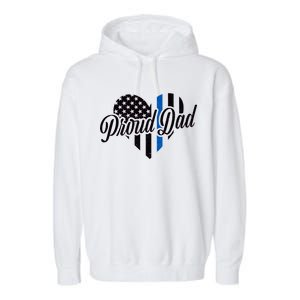 Proud Police Dad Blue Thin Line Garment-Dyed Fleece Hoodie