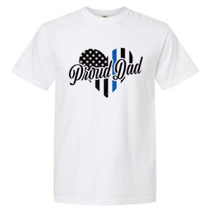 Proud Police Dad Blue Thin Line Garment-Dyed Heavyweight T-Shirt