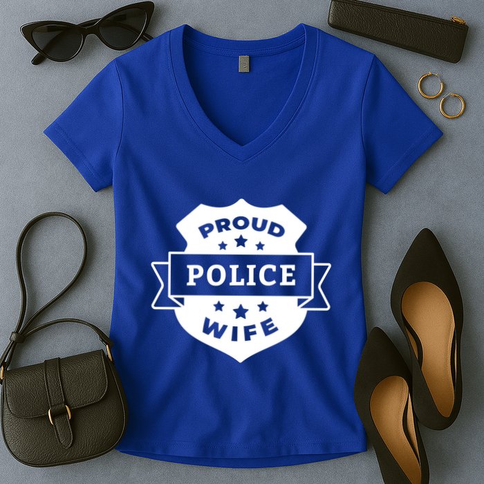 Proud Police Wife Women's V-Neck T-Shirt