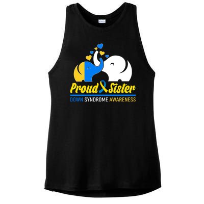 Proud Sister Down Syndrome Awareness Elephants Ladies PosiCharge Tri-Blend Wicking Tank