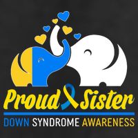 Proud Sister Down Syndrome Awareness Elephants 7 Panel Mesh Trucker Snapback Hat