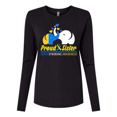 Proud Sister Down Syndrome Awareness Elephants Womens Cotton Relaxed Long Sleeve T-Shirt