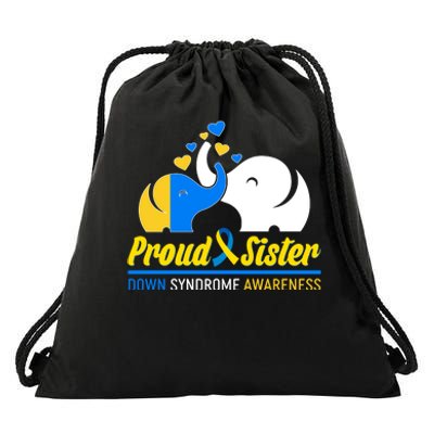 Proud Sister Down Syndrome Awareness Elephants Drawstring Bag