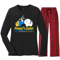 Proud Sister Down Syndrome Awareness Elephants Women's Long Sleeve Flannel Pajama Set 