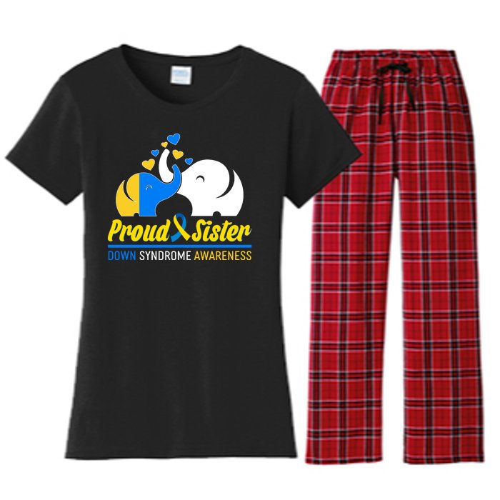 Proud Sister Down Syndrome Awareness Elephants Women's Flannel Pajama Set