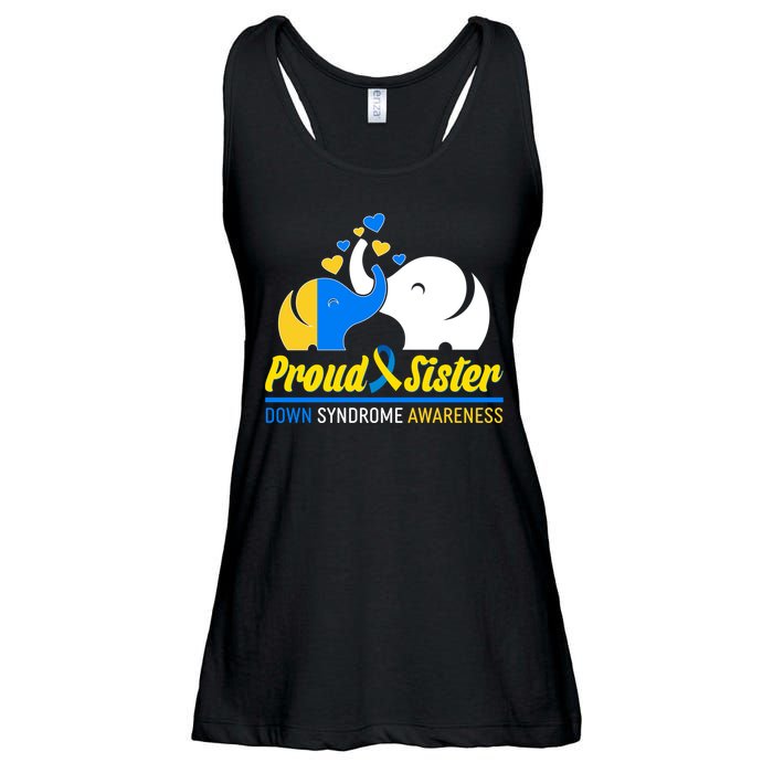 Proud Sister Down Syndrome Awareness Elephants Ladies Essential Flowy Tank