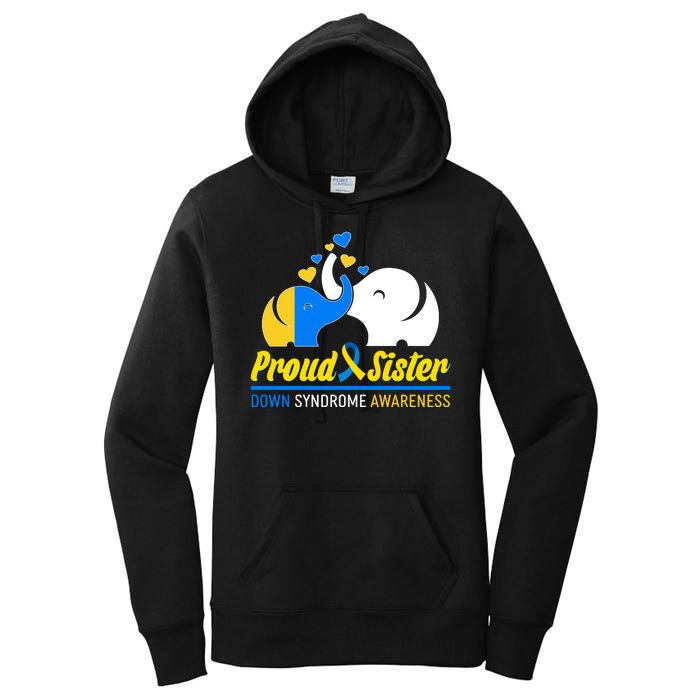 Proud Sister Down Syndrome Awareness Elephants Women's Pullover Hoodie