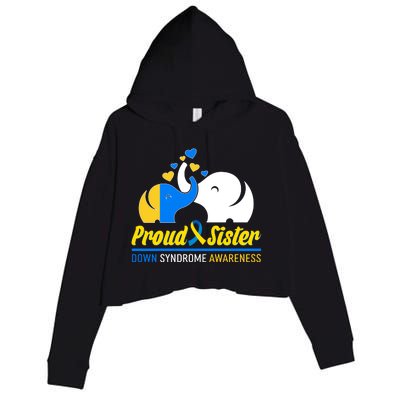 Proud Sister Down Syndrome Awareness Elephants Crop Fleece Hoodie