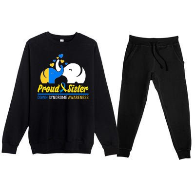 Proud Sister Down Syndrome Awareness Elephants Premium Crewneck Sweatsuit Set