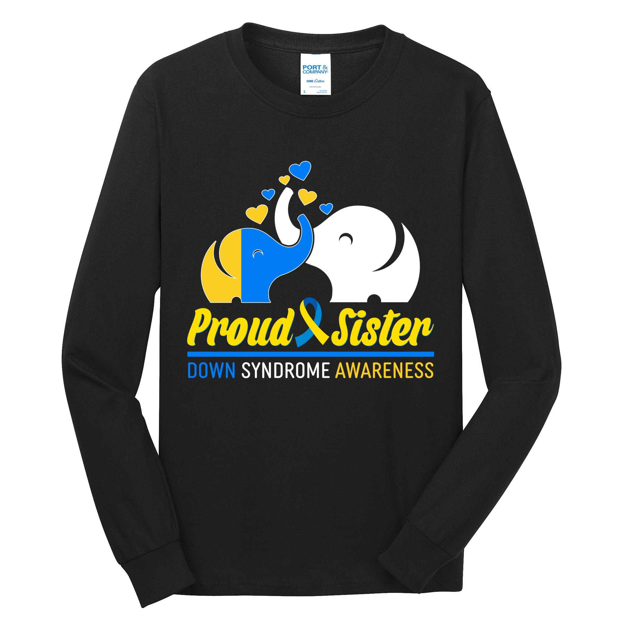 Proud Sister Down Syndrome Awareness Elephants Tall Long Sleeve T-Shirt