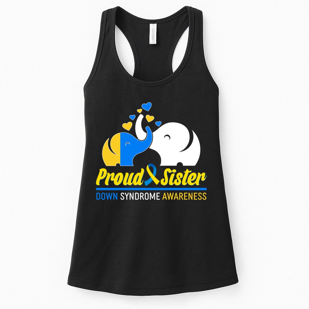 Proud Sister Down Syndrome Awareness Elephants Womens Tank Top