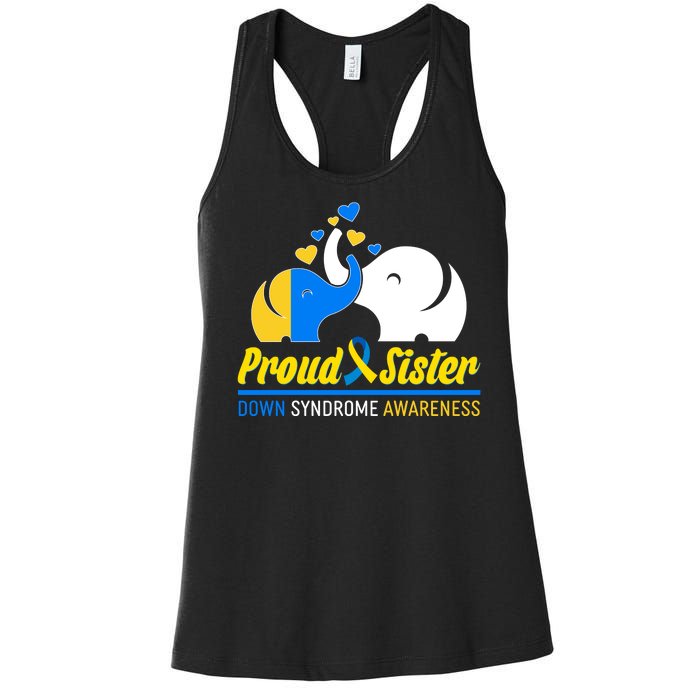 Proud Sister Down Syndrome Awareness Elephants Women's Racerback Tank