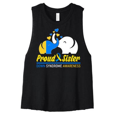 Proud Sister Down Syndrome Awareness Elephants Women's Racerback Cropped Tank