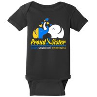 Proud Sister Down Syndrome Awareness Elephants Baby Bodysuit