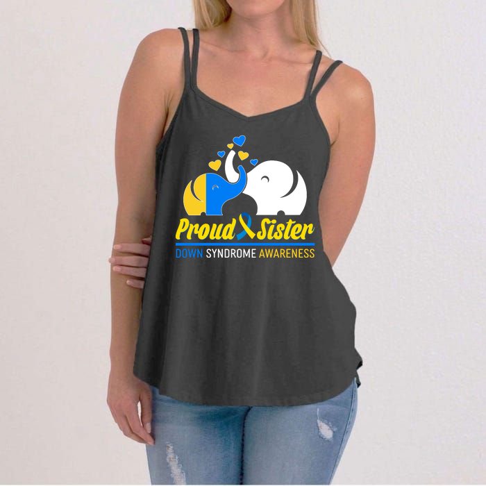 Proud Sister Down Syndrome Awareness Elephants Women's Strappy Tank