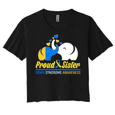 Proud Sister Down Syndrome Awareness Elephants Women's Crop Top Tee