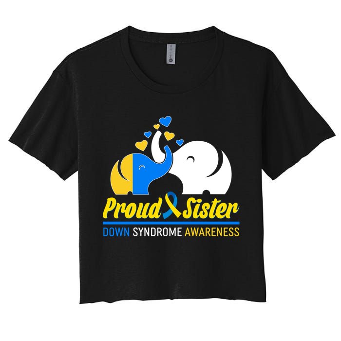 Proud Sister Down Syndrome Awareness Elephants Women's Crop Top Tee