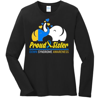 Proud Sister Down Syndrome Awareness Elephants Ladies Long Sleeve Shirt