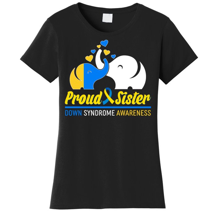 Proud Sister Down Syndrome Awareness Elephants Women's T-Shirt