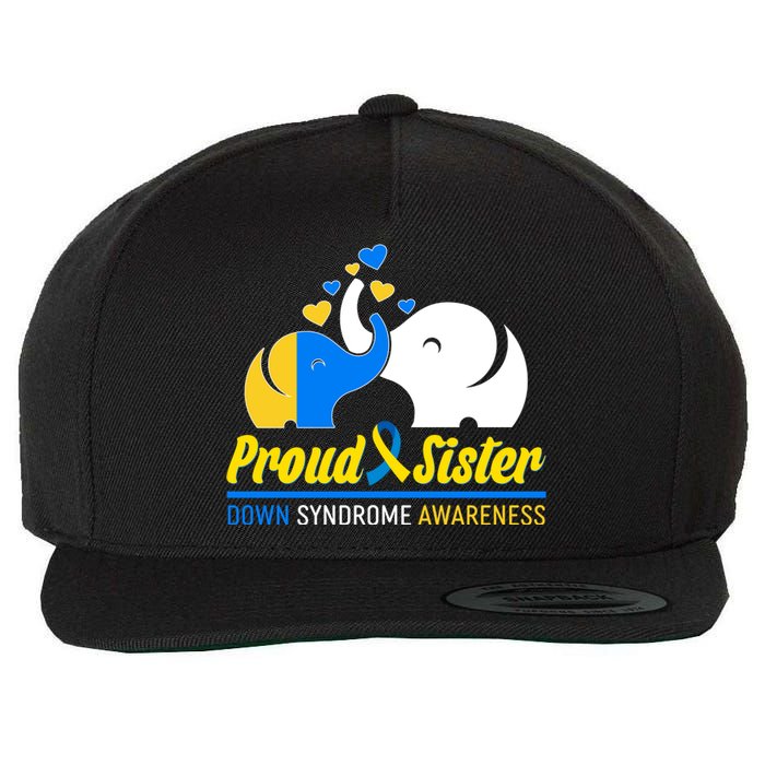 Proud Sister Down Syndrome Awareness Elephants Wool Snapback Cap