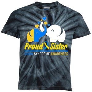 Proud Sister Down Syndrome Awareness Elephants Kids Tie-Dye T-Shirt