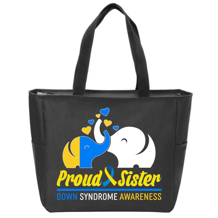 Proud Sister Down Syndrome Awareness Elephants Zip Tote Bag