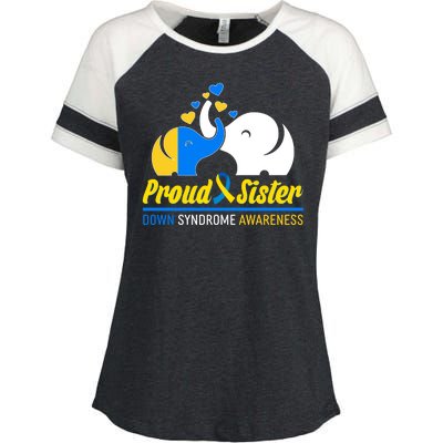 Proud Sister Down Syndrome Awareness Elephants Enza Ladies Jersey Colorblock Tee