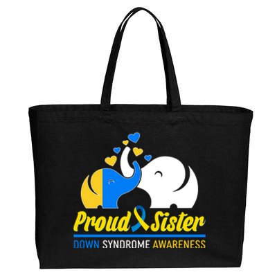 Proud Sister Down Syndrome Awareness Elephants Cotton Canvas Jumbo Tote