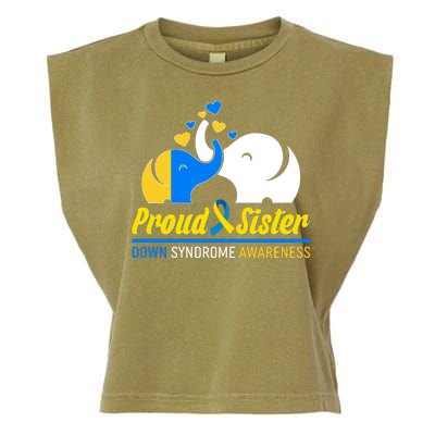 Proud Sister Down Syndrome Awareness Elephants Garment-Dyed Women's Muscle Tee