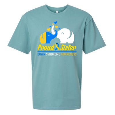 Proud Sister Down Syndrome Awareness Elephants Sueded Cloud Jersey T-Shirt