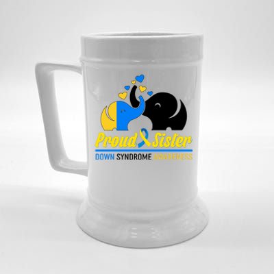 Proud Sister Down Syndrome Awareness Elephants Beer Stein