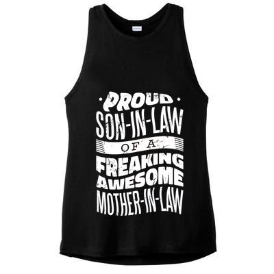 Proud Son-In-Law Of A Freaking Awesome Mother In Law Ladies PosiCharge Tri-Blend Wicking Tank