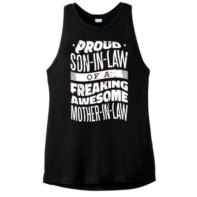 Proud Son-In-Law Of A Freaking Awesome Mother In Law Ladies PosiCharge Tri-Blend Wicking Tank