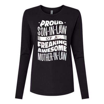 Proud Son-In-Law Of A Freaking Awesome Mother In Law Womens Cotton Relaxed Long Sleeve T-Shirt