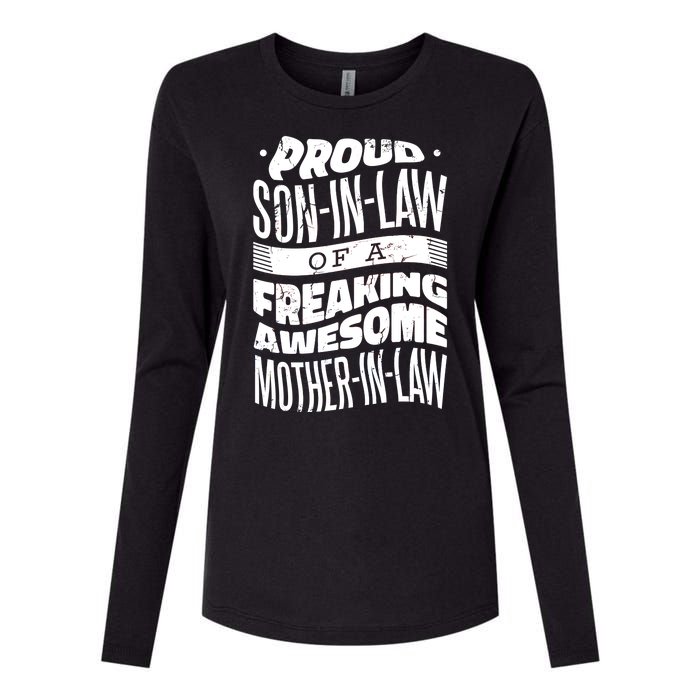 Proud Son-In-Law Of A Freaking Awesome Mother In Law Womens Cotton Relaxed Long Sleeve T-Shirt