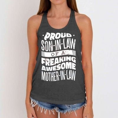 Proud Son-In-Law Of A Freaking Awesome Mother In Law Women's Knotted Racerback Tank